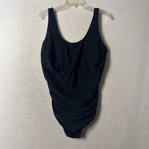 DACI one Piece Swimsuit Women Plus Size 22W Black Side ruching minimalist basic